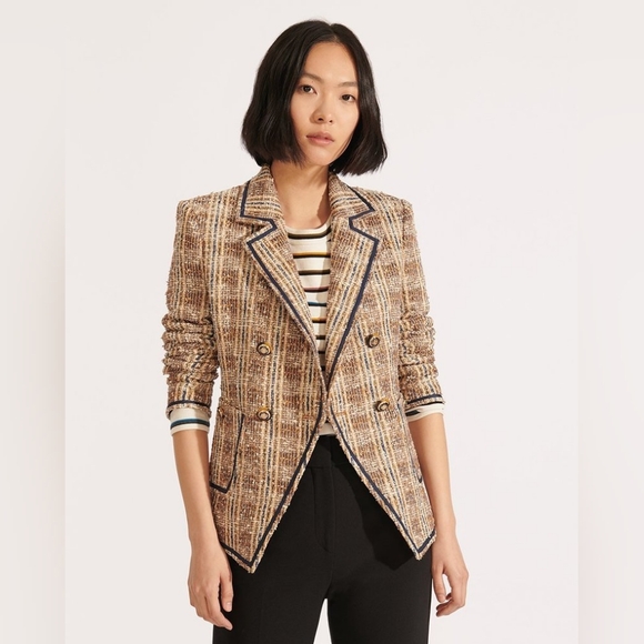 Veronica Beard 2 Theron Cotton Tweed Plaid Jacket Blazer - Picture 1 of 12